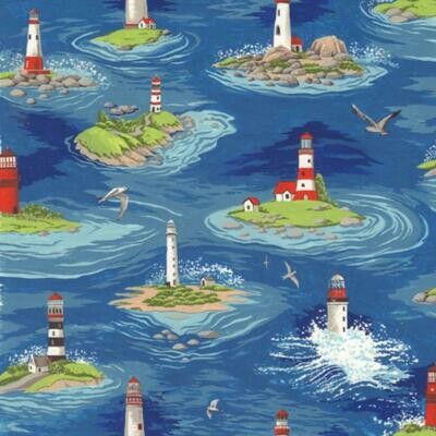 By The Sea - Lighthouses - 100% cotton print fabric