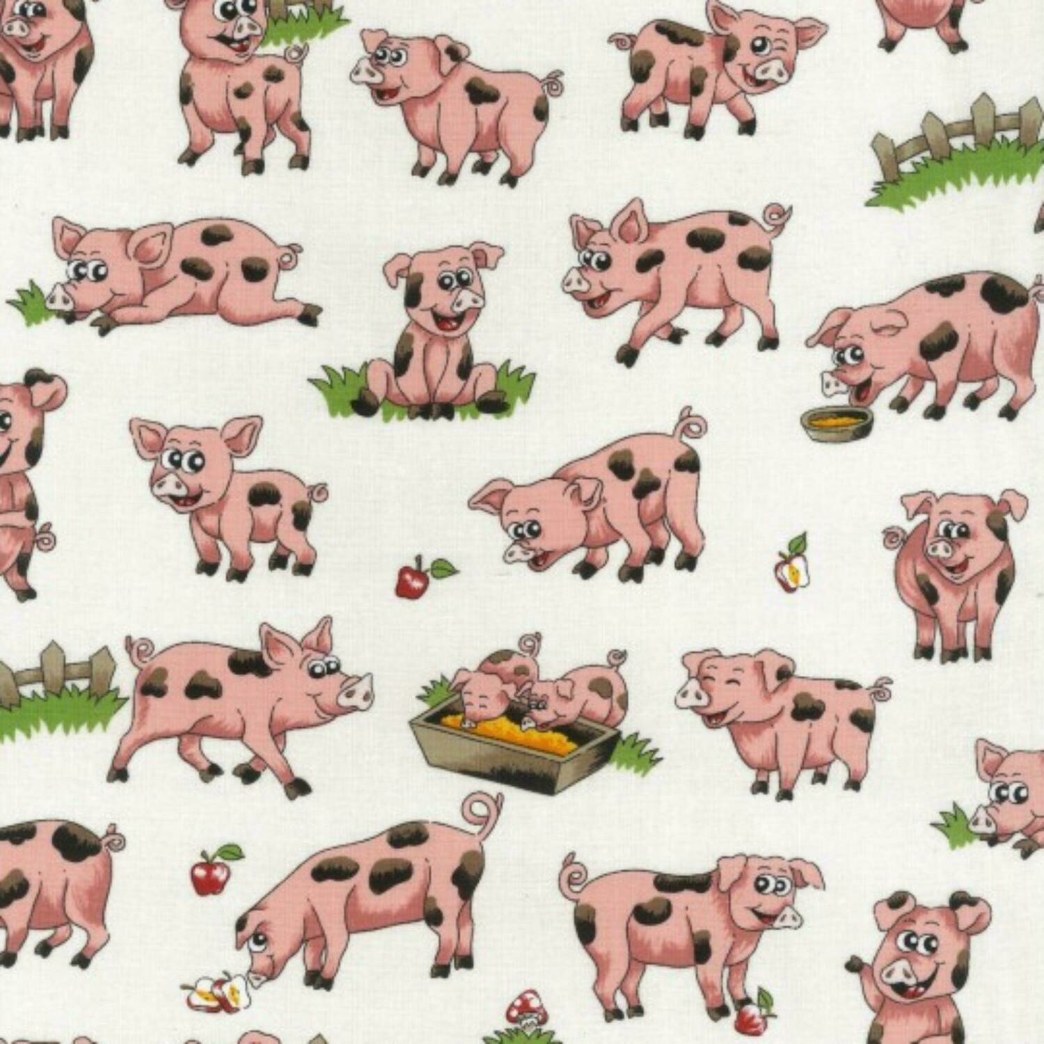 Farm Fun - Pigs - 100% cotton print fabric