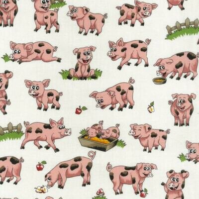 Farm Fun - Pigs - 100% cotton print fabric