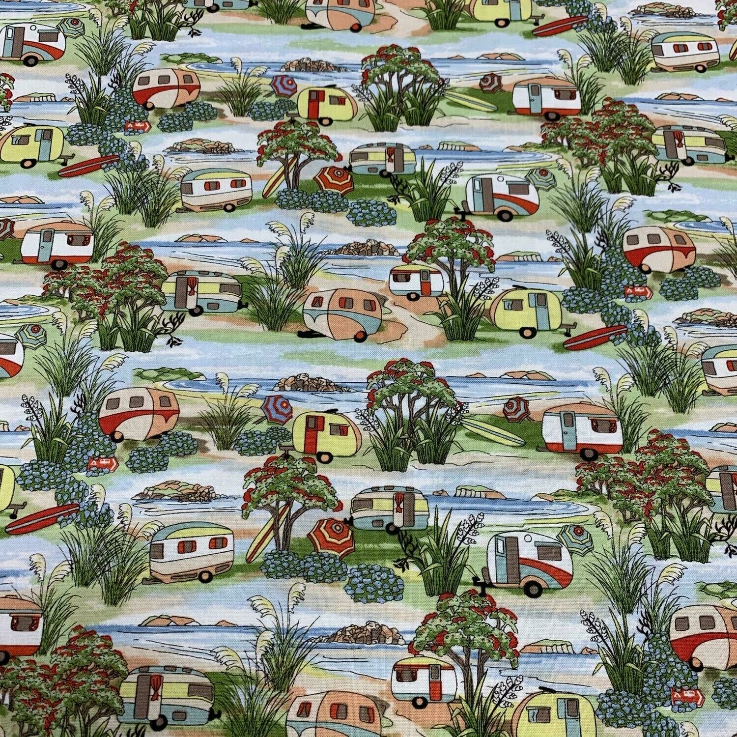 Caravan Holidays - Multi - 100% cotton print fabric