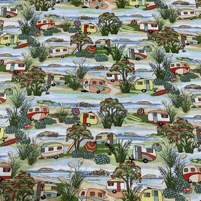 Caravan Holidays - Multi - 100% cotton print fabric