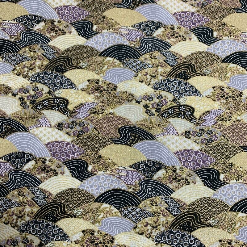 KiraKira - Grey - 100% cotton print Japanese metallic fabric