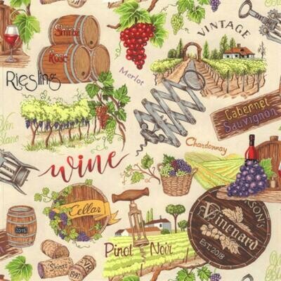 Vines &amp; Wines - Scenic - 100% cotton print fabric