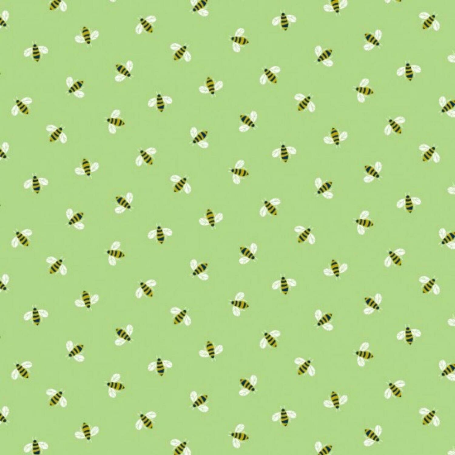 Wildflower Honey - Bees - Green - 100% cotton print fabric
