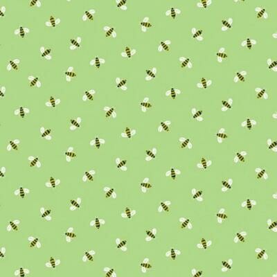 Wildflower Honey - Bees - Green - 100% cotton print fabric