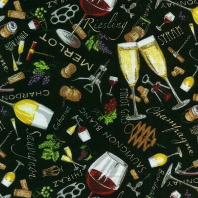 Vines &amp; Wines - Cellar - 100% cotton print fabric