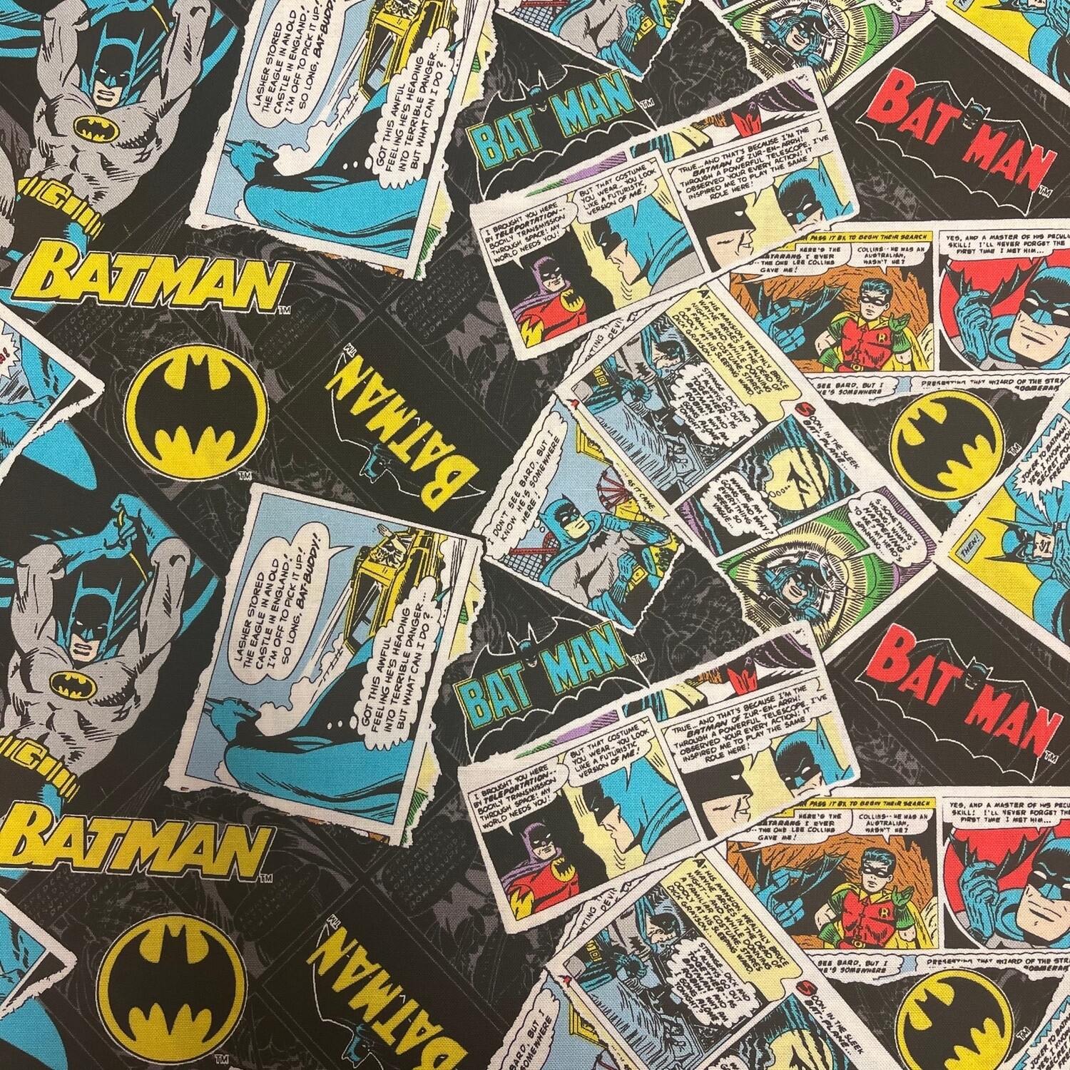 Batman - 100% Premium cotton print fabric - Black