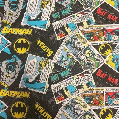 Batman - 100% Premium cotton print fabric - Black