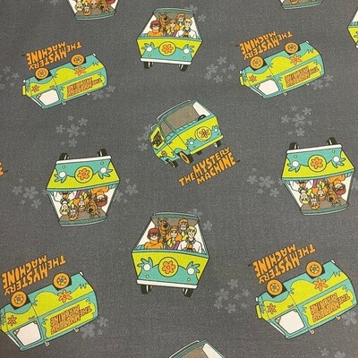 Scooby Doo Mystery Machine - 100% Premium cotton print fabric - White
