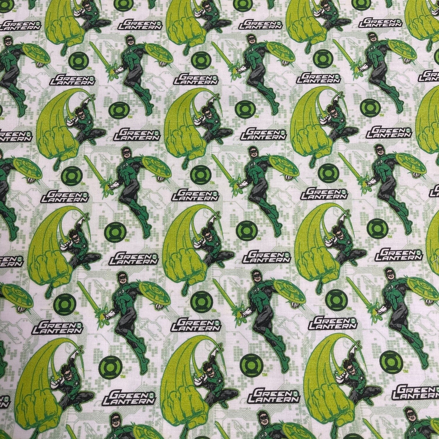 Green Lantern - 100% Premium cotton print fabric - White