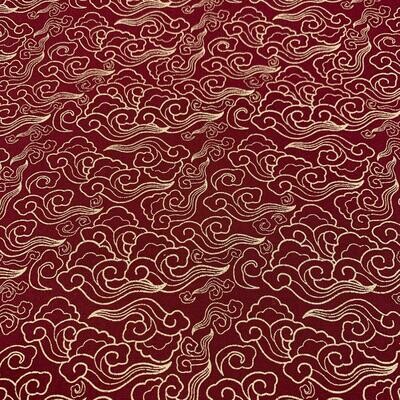 Wave - Wine - 100% cotton, metallic fabric