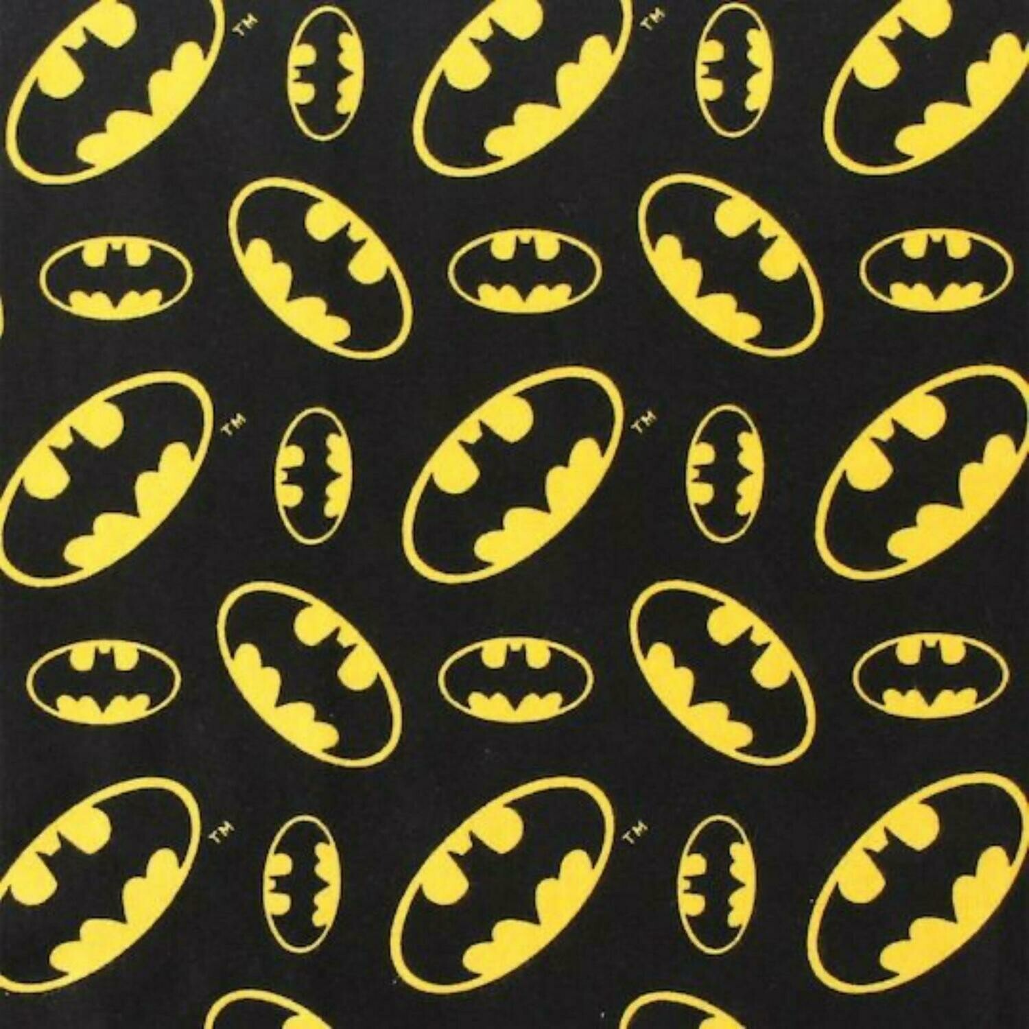 Batman Logo - Black - 100% cotton print fabric