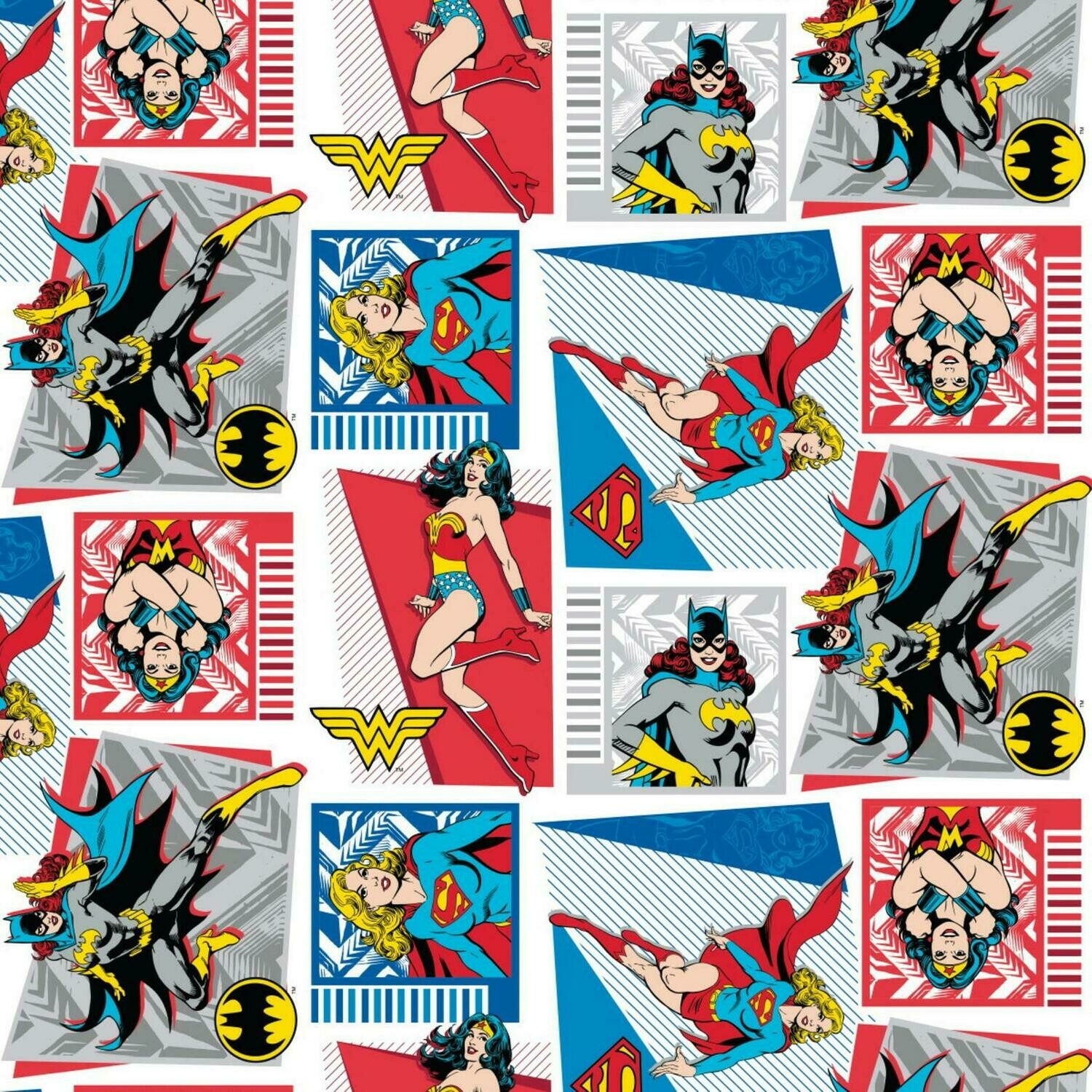 DC Original Heroines - White - 100% cotton print fabric
