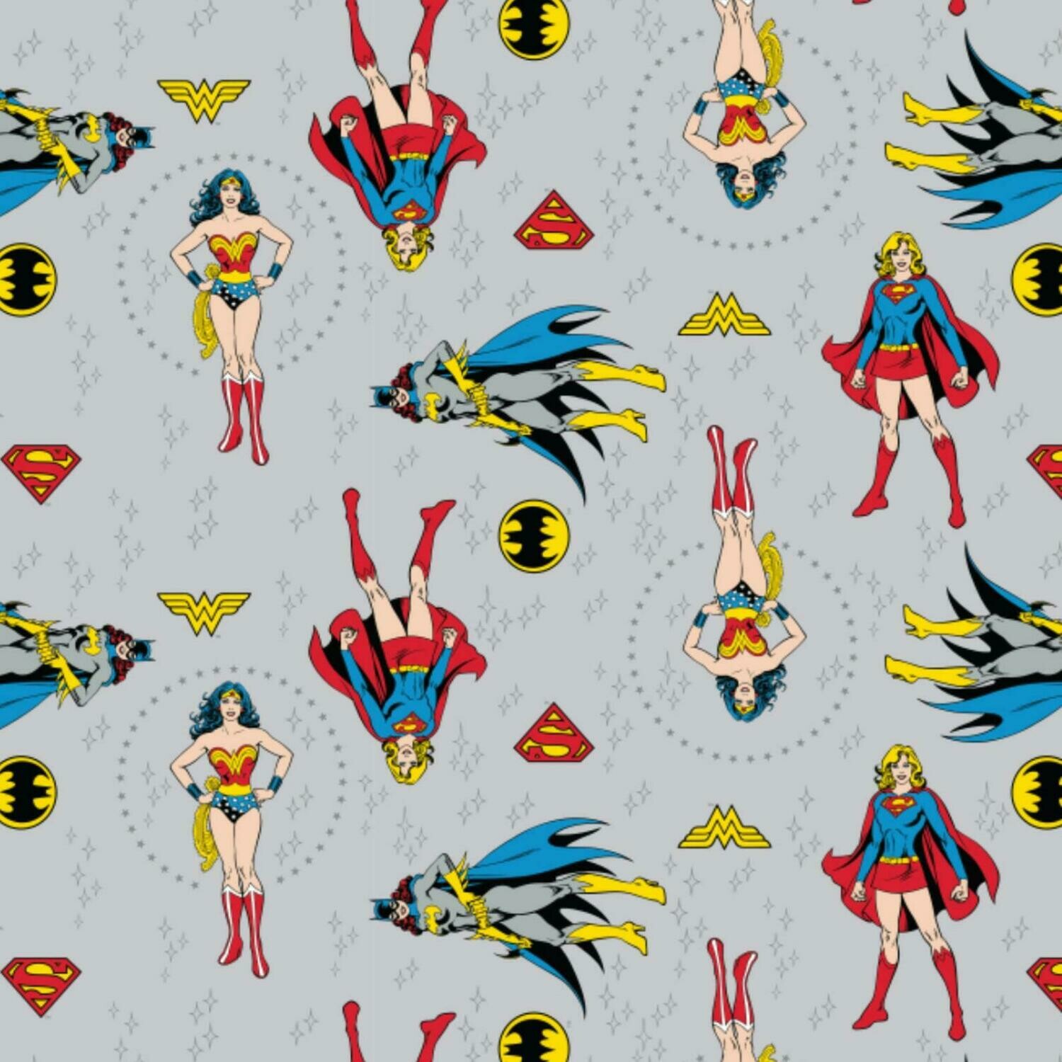 Girl Power Comics - Grey - 100% cotton print fabric