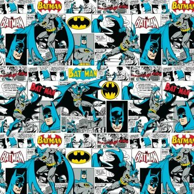 Batman Comic Strip - White &amp; Blue - 100% cotton print fabric