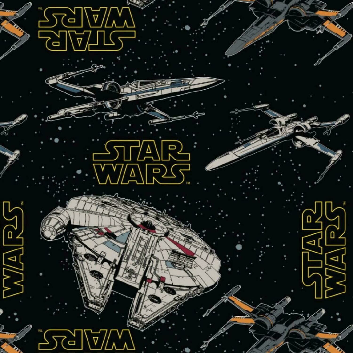 Star Wars Rebel Ships - Black - 100% cotton print fabric