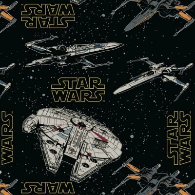 Star Wars Rebel Ships - Black - 100% cotton print fabric