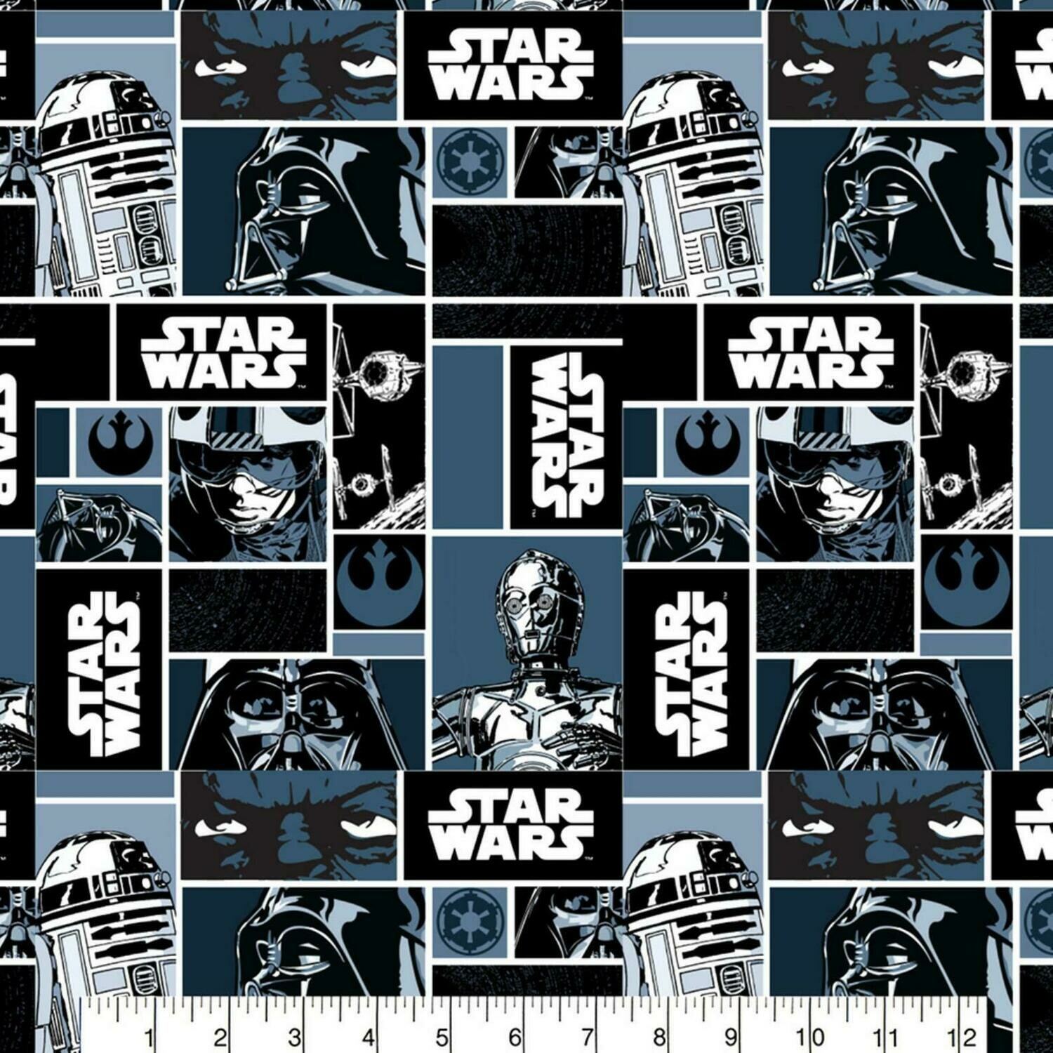 Star Wars Classic Blocks - Navy - 100% cotton print fabric