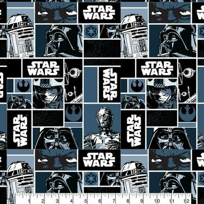 Star Wars Classic Blocks - Navy - 100% cotton print fabric