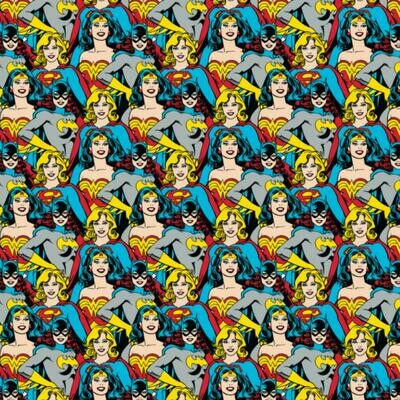 DC Heroines Stacked - Multi - 100% cotton print fabric