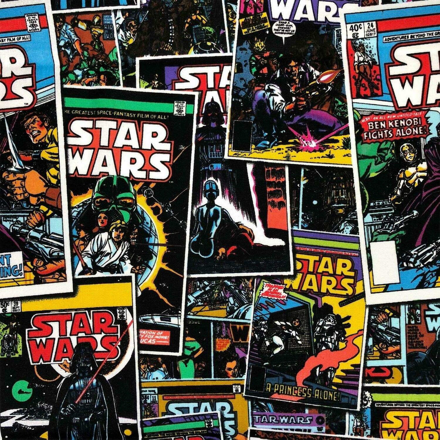 Star Wars Comic Book - Black - 100% cotton print fabric