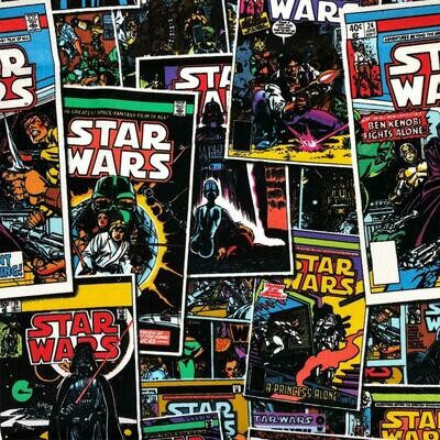 Star Wars Comic Book - Black - 100% cotton print fabric