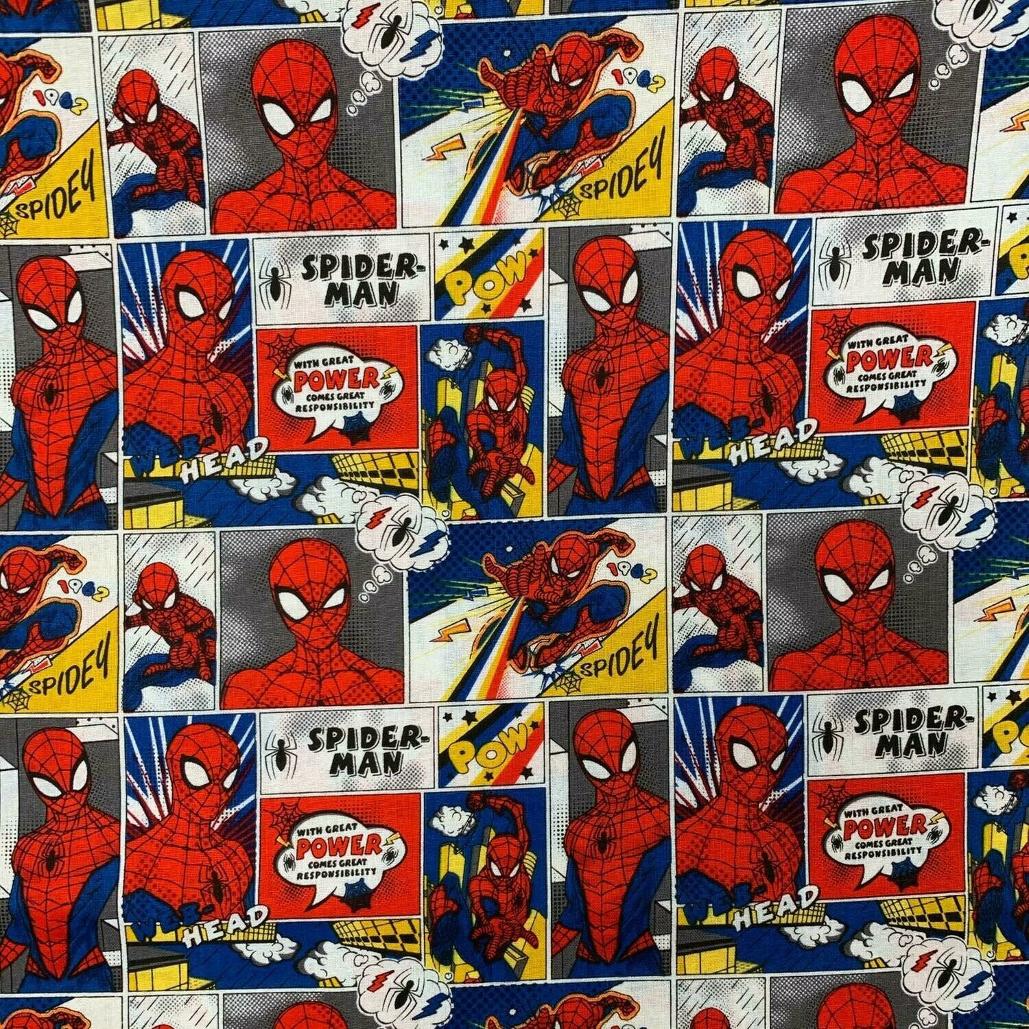 Spiderman Comic Strip - Multi - 100% cotton print fabric