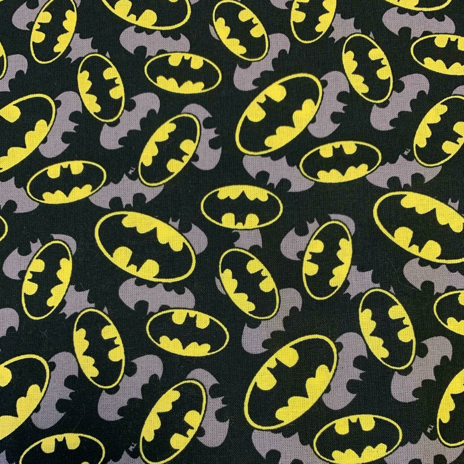 Batman Logo Overlay - Black - 100% cotton print fabric