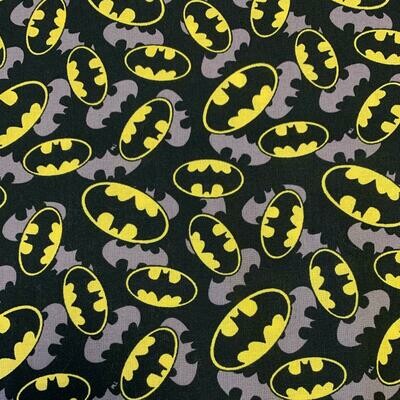 Batman Logo Overlay - Black - 100% cotton print fabric