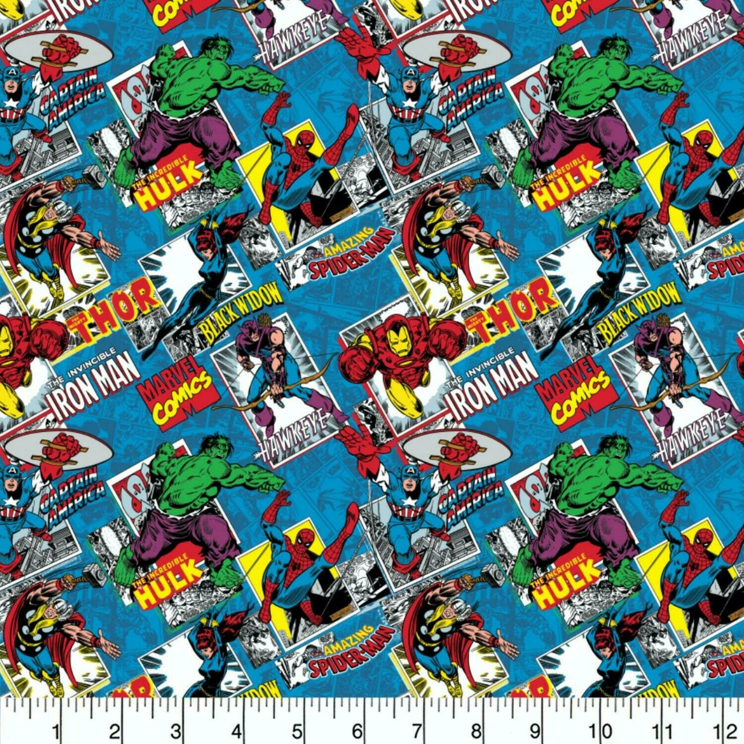 Marvel Comic Burst - Blue - 100% cotton print fabric
