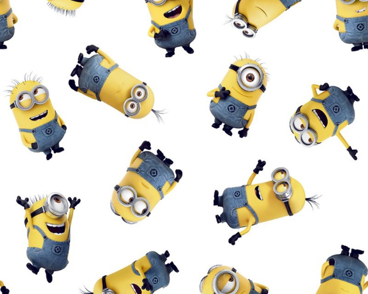 Minions Gang Despicable Me - White - 100% cotton digital print fabric
