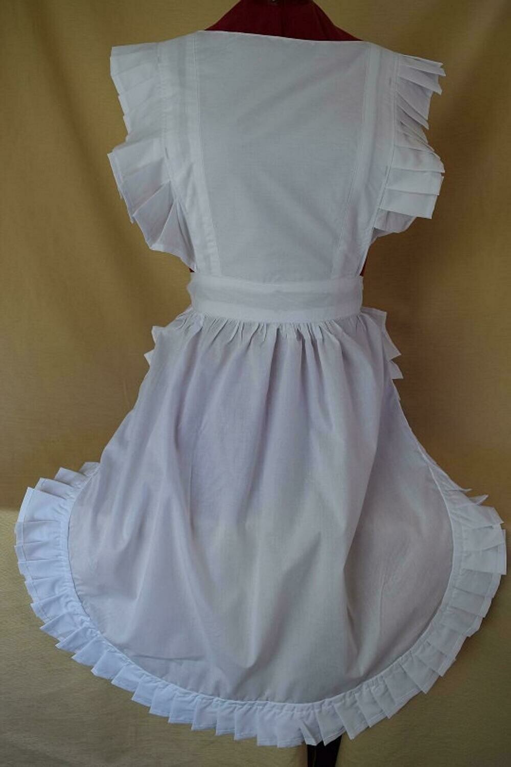 Retro Vintage Victorian Style Full Apron (High Neck) - White
