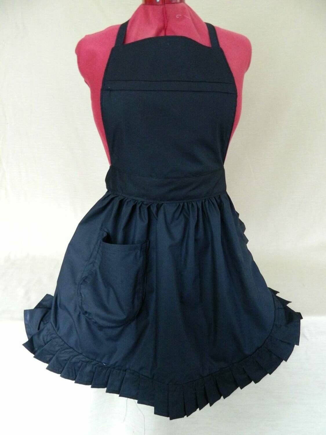 Retro Vintage 50&#39;s Style Full Apron - Black