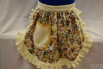 Retro Vintage 50&#39;s Style Half Apron - Summer Fruits on Cream