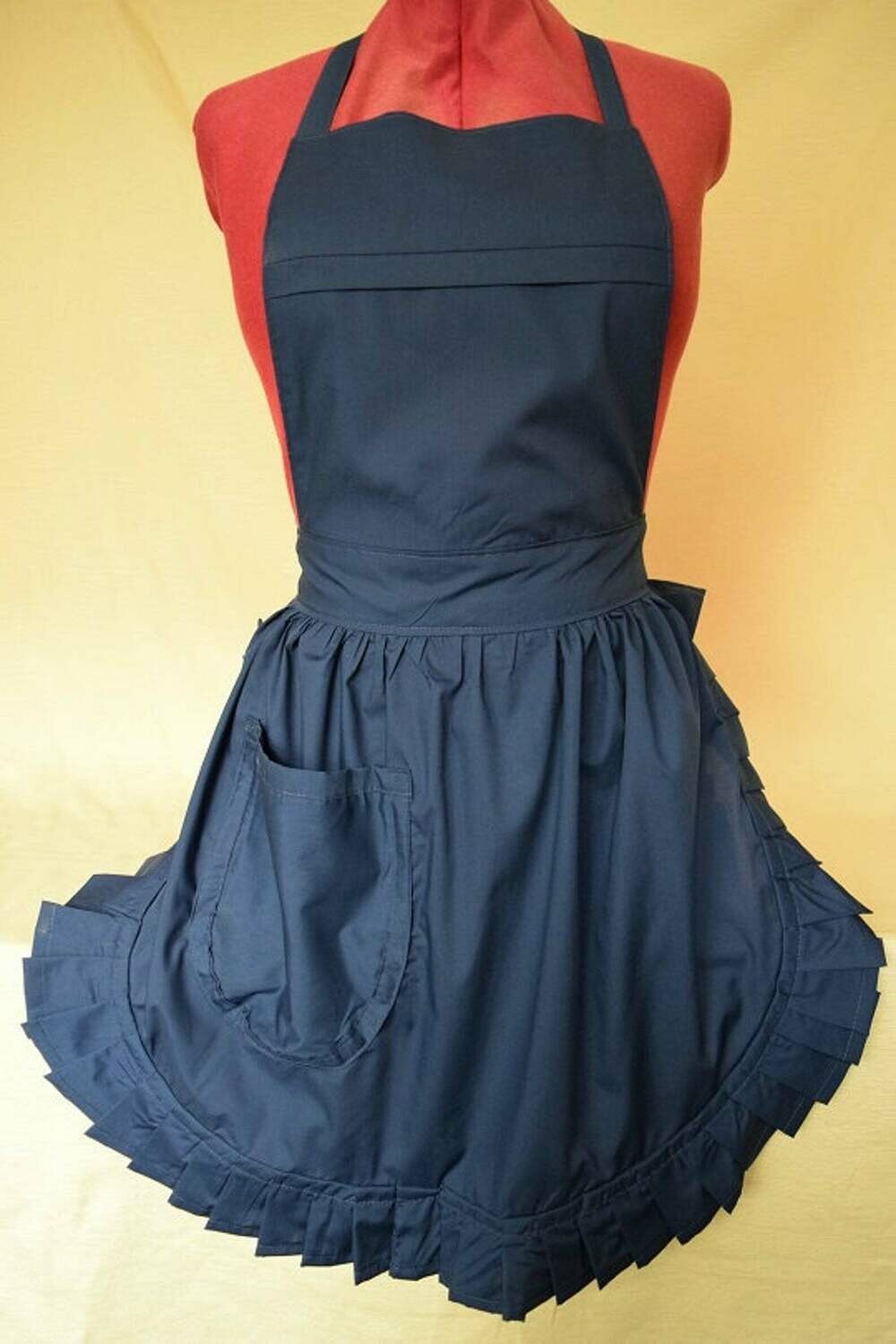 Retro Vintage 50&#39;s Style Full Apron - Navy