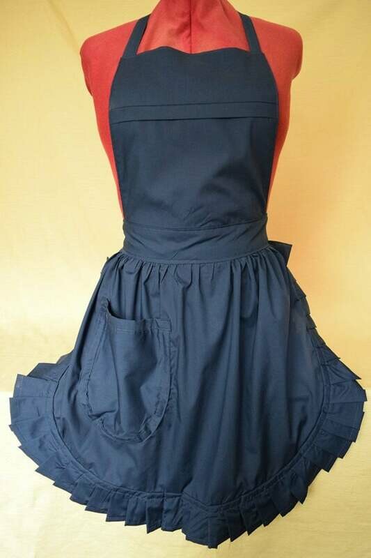 Retro Vintage 50&#39;s Style Full Apron - Navy