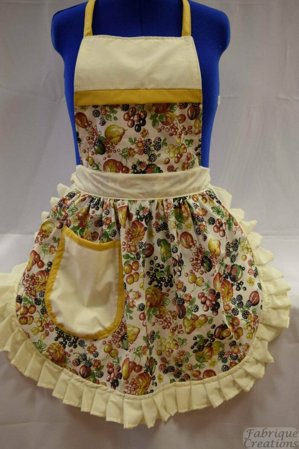 Retro Vintage 50&#39;s Style Full Apron - Summer Fruits on Cream