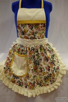 Retro Vintage 50&#39;s Style Full Apron - Summer Fruits on Cream