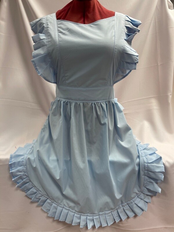 Retro Vintage Victorian Style Full Apron (High Neck) - Pale Blue
