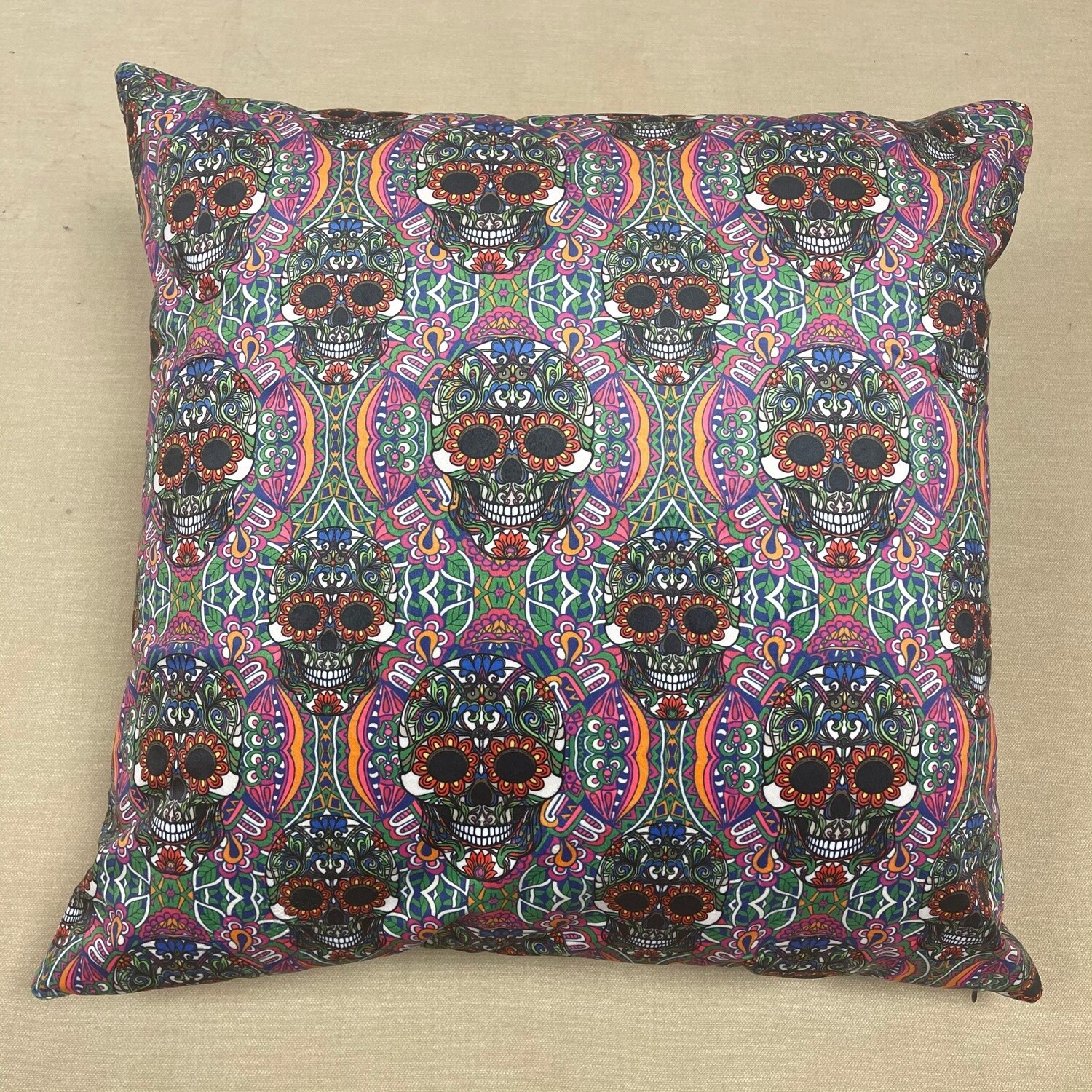 Large Cushion Cover with Sugar Skulls - Velvet