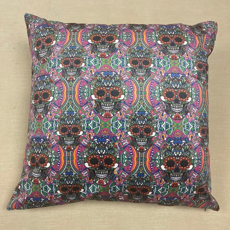 Large Cushion Cover with Sugar Skulls - Velvet