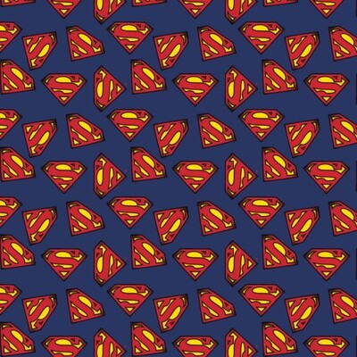 Superman Logo - Navy - 100% cotton print fabric