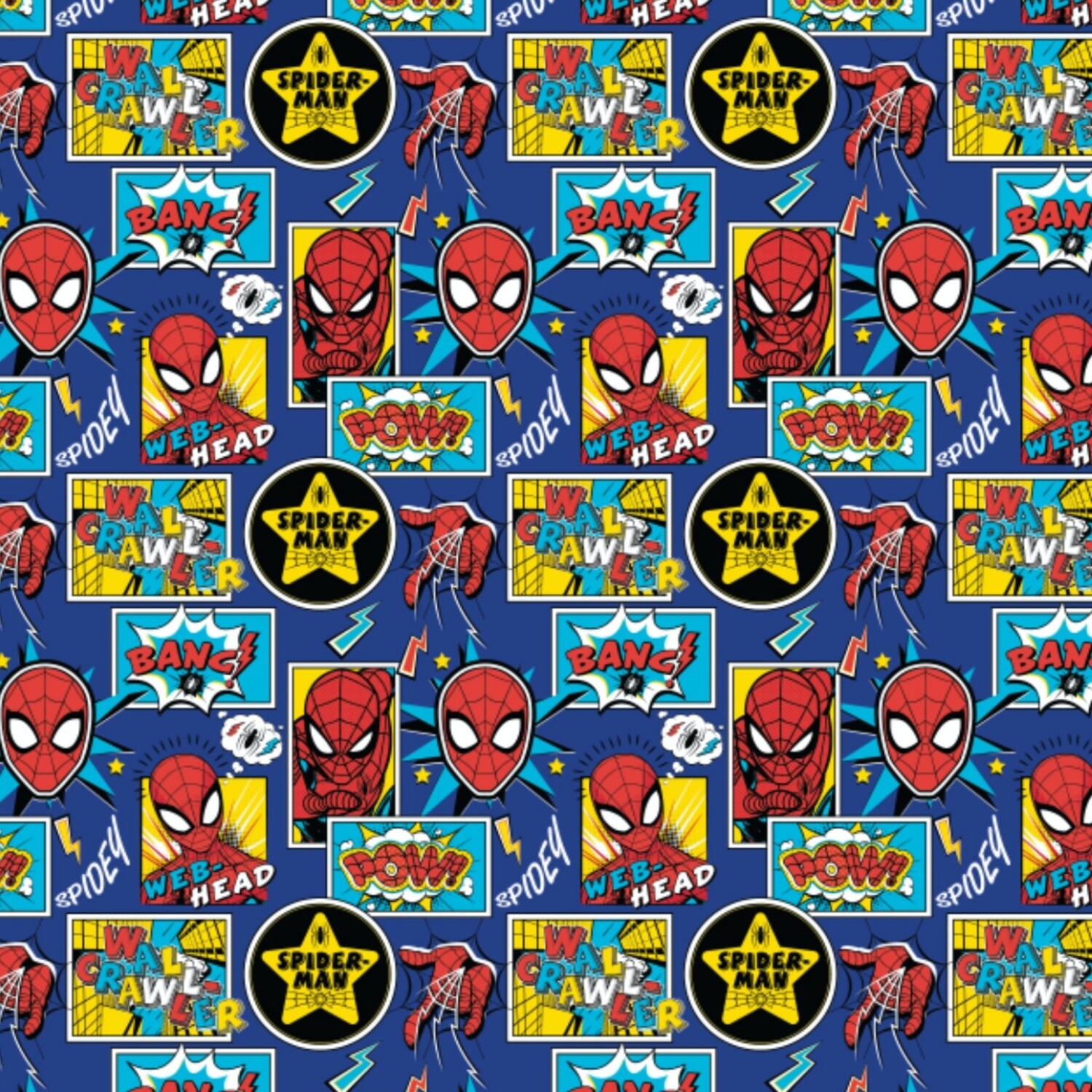 Spiderman Outside in the Box - Multi - 100% cotton print fabric