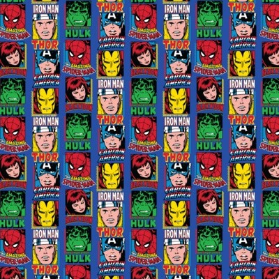 Marvel Comic - Blue - 100% cotton print fabric