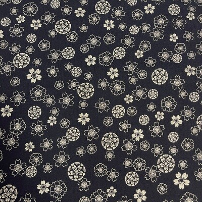 Anan - Navy - 100% cotton print Japanese metallic fabric