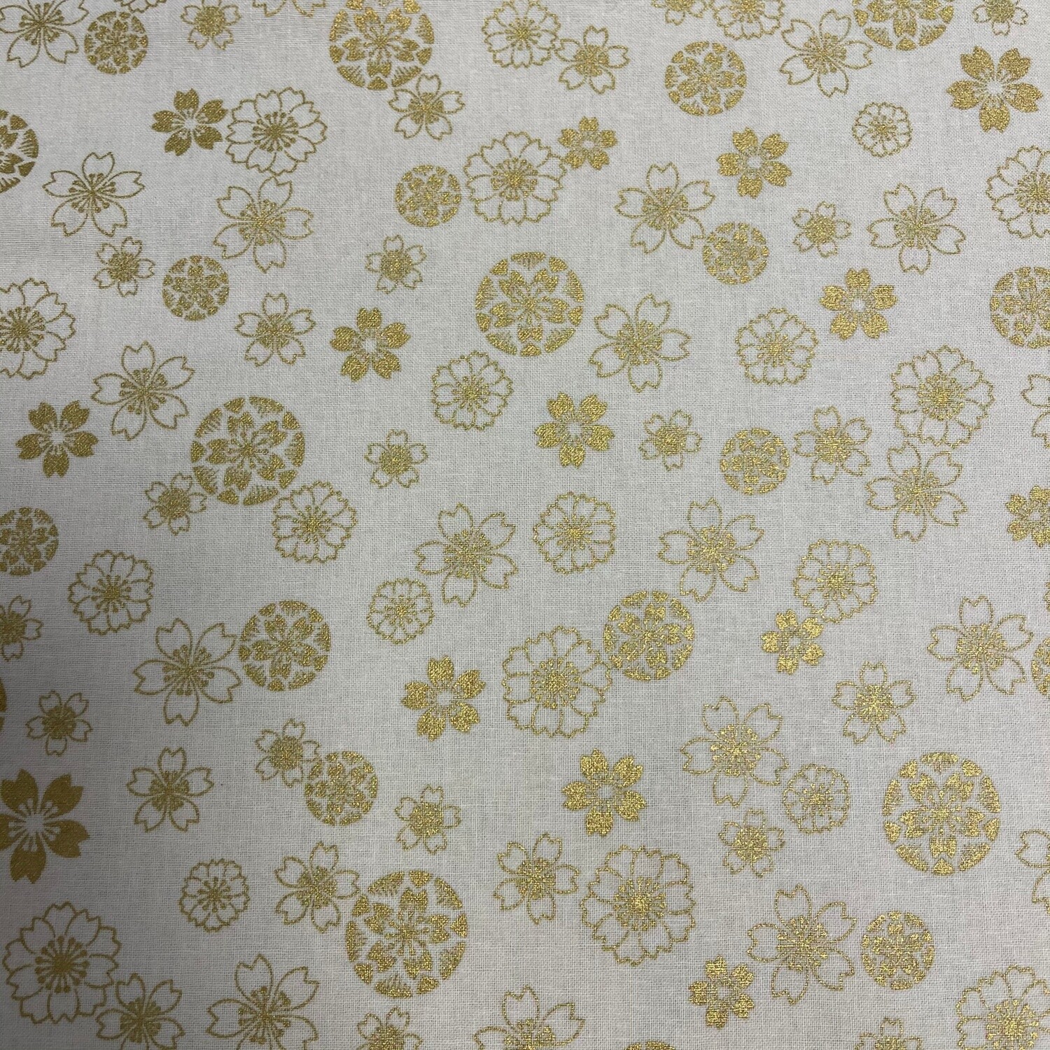 Anan - Cream - 100% cotton print Japanese metallic fabric