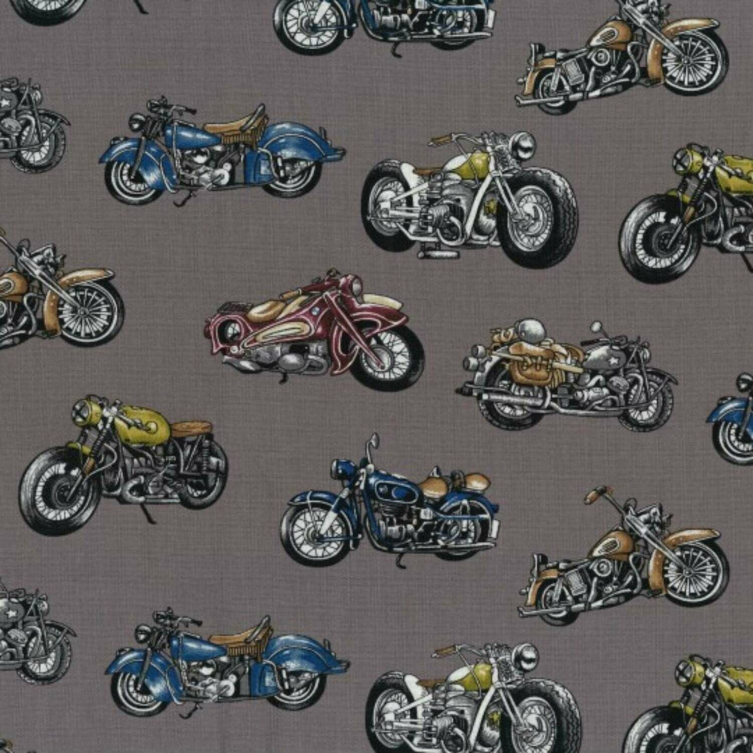 Classic Ride - Grey - 100% cotton print fabric