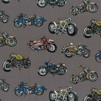Classic Ride - Grey - 100% cotton print fabric