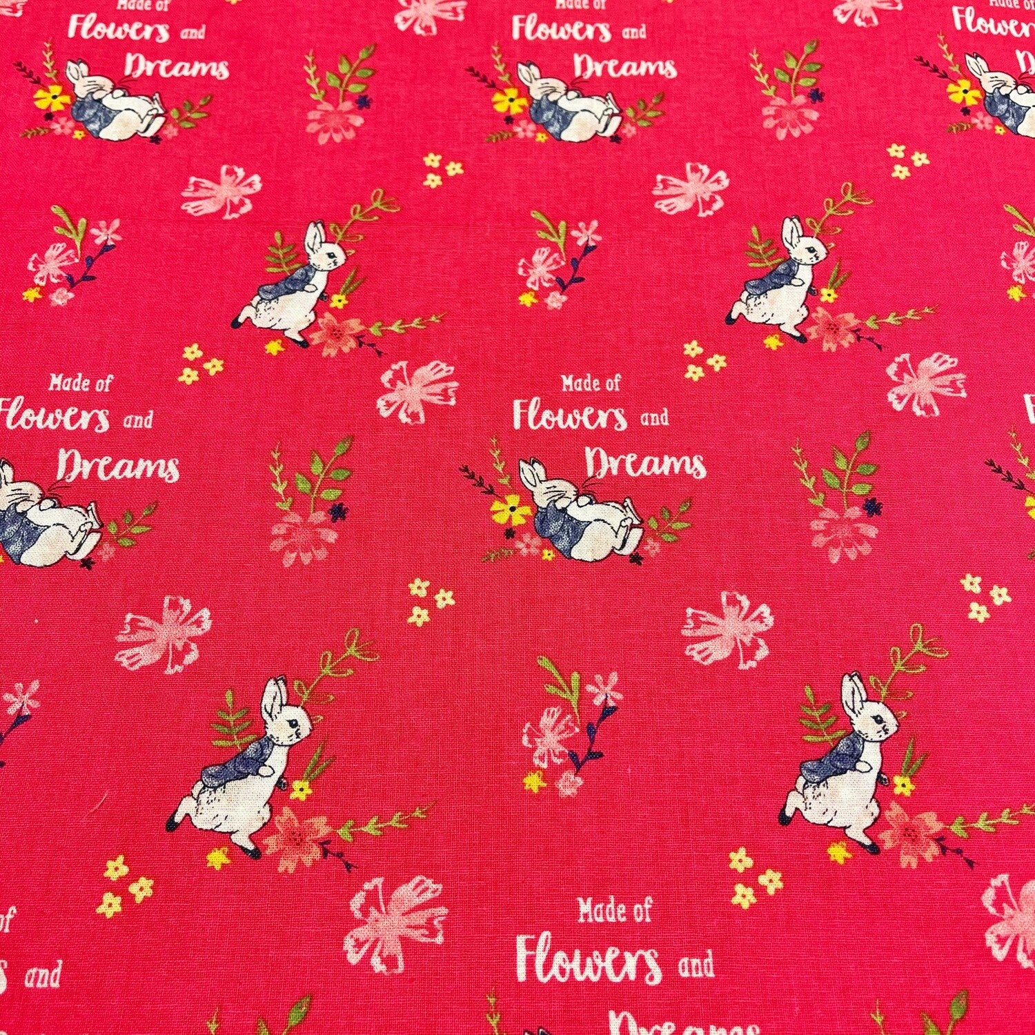 Peter Rabbit digital print fabric - Flowers &amp; Dreams - Pink - 100% cotton