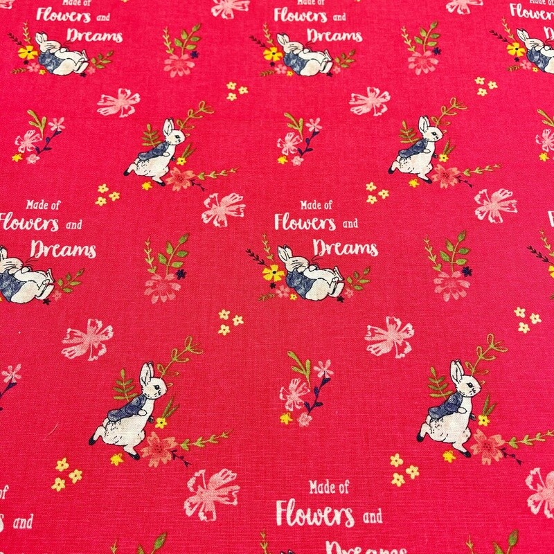Peter Rabbit digital print fabric - Flowers &amp; Dreams - Pink - 100% cotton
